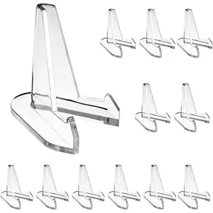 12 Packs  Easel Stands Clear Mini  Display Easel Holder for Displaying Air-Tite  Pocket Watches Capsules Challenge Medals  Chips,2.64 Inch Tall