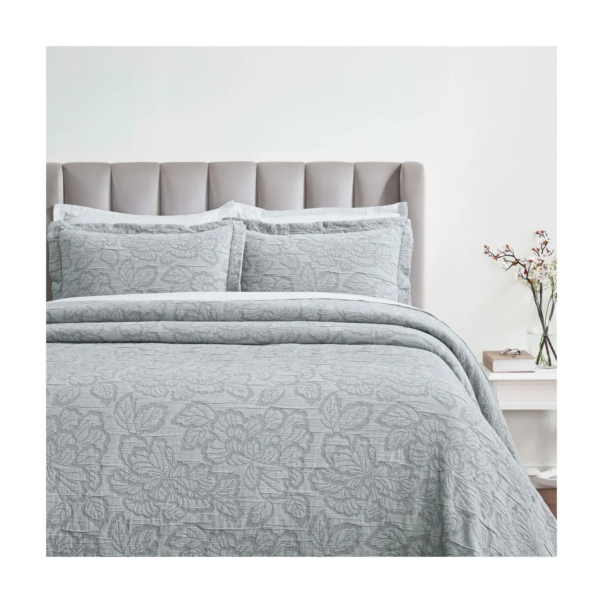 Superior Hibiscus Cotton Bedspread and Sham Set, Full Superior Hibiscus Cotton Bedspread and Sham Set, Full