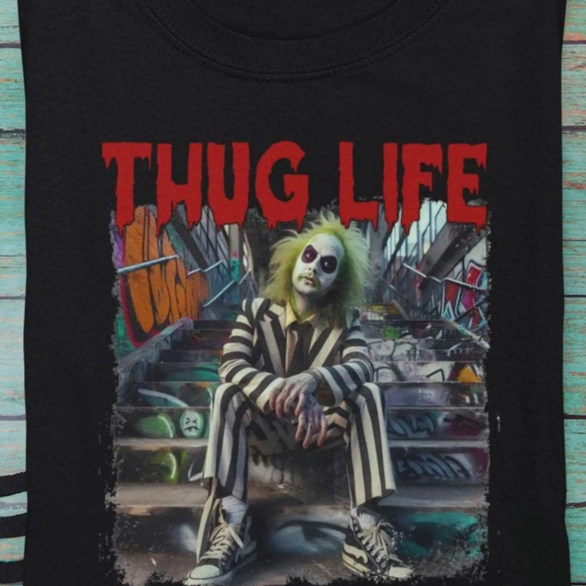 Beetle Juice Shirt, Thug Life Tee, Tim Burton Inspired, Michael Keaton, Halloween T-shirt, Horror movie Tee, Beatlejuice Fan Gift, Beetle Juice Shirt, Beetlejuice Tee, Thug Life Tee, Michael Keaton Merch, Halloween Tshirt, Horror Movie Tee, 80s Movie