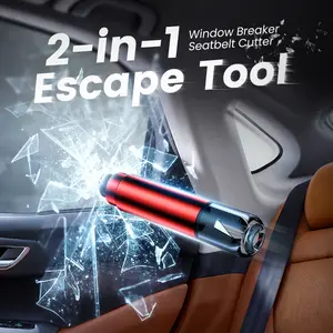 2-IN-1 Lifesaving Compact Emergency Car Safety Tool - Mini Hammer for Car Entrapment, Rollover, Electrical Failure, Fire, Floods, Sinking Accidents - Vehicle