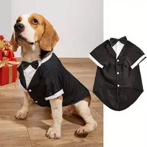 Pet Clothes, Dog Suit, Costumes, Wedding Celebration, Bow Tie Tailcoat, Stand-Up Collar, Fake Two-Piece Design, / Options
