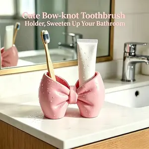 3D Printed Toothbrush Holder, Cute Bow Design, Plastic Toothbrush Stand, Pen Holder, Bathroom & Bedroom Decor, Independent Bow Decoration