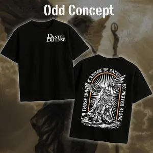 Daniel Defense Tactical Archangel Graphic T-Shirt, Men's Military Combat Apparel, Front Logo Veteran Streetwear, Saved By Prayer Alone Back Print, Premium Casual Everyday Tops For US Men Daily Wear Tee