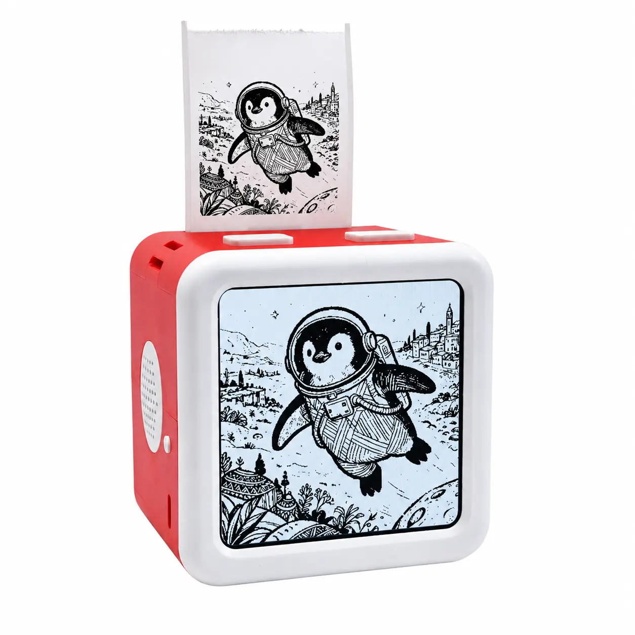 MignonPoupon| Al-Powered Voice Activated Mini Sticker Printer for Kids — Mess-Free Thermal Sticker Maker - Includes 5 Paper Rolls (~ 200 stickers), 8 Colored Pencils - Portable Creative Activity Gift for Kids Ages 5+ (Only for 2.4GHz)