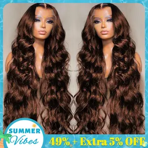Bling Hair 13x6 13x4 Hd Lace Frontal Chocolate Brown Body Wave Human Hair Wigs 13x6 Transparent Lace Natural Hairline 180% Density with Baby Hair for Black Women #Summervibes