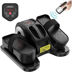 Under Desk Elliptical - Portable Leg Exerciser with Pedal Strap for Seniors, Compact Seated Elliptical with Remote Control, LCD Display Electric Elliptical