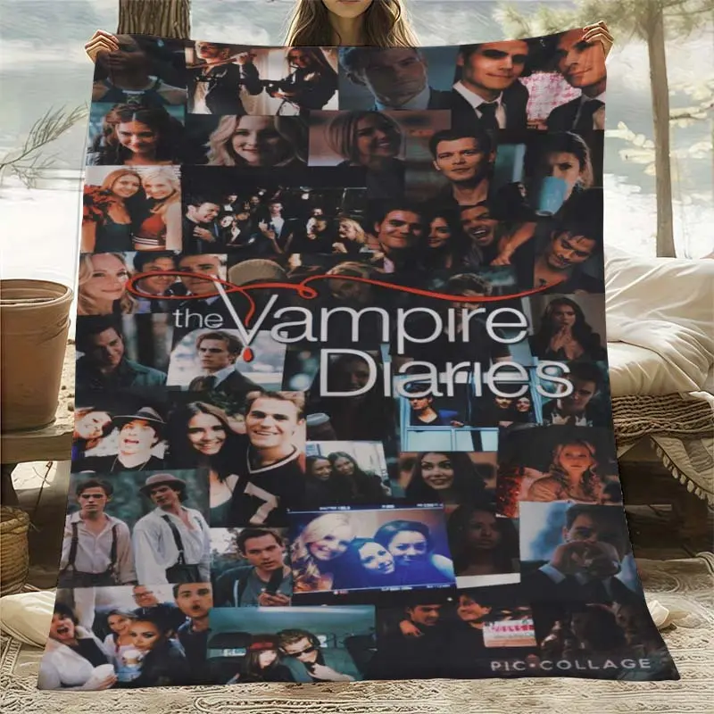 Vampire Diaries-Themed Classic Print Cotton Crochet Blanket - Soft, Durable, Breathable Microfibre Blend, Stain Resistant, Machine Washable, Ideal for Beds, Sofas (60x50in) - For Fans of The Vampire Diaries, One-Piece