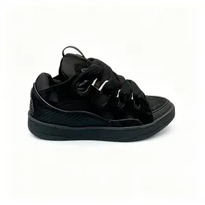 All Black Chunky Skate Sneakers Thick Rope Laces Platform Streetwear Shoes Unisex 2026  Chunky Skate Shoes for Travel Shopping Music Festivals Gym Casual Street Style The Only Black Shoes You Need! Trendy Chunky Skate Design + All-Day Cloud