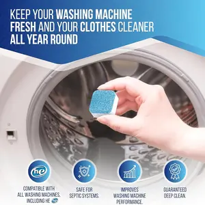 Washing machine cleaner, scale remover, washing machine cleaning tablets, all-purpose cleaning machine cleaner - Deep cleaning tablets suitable for HE front-loading and top-loading washing machines