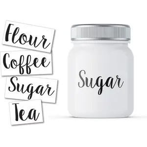 Flour, ffee, Sugar,  Decal Stickers Labeling for Jars Kitchen Organization Four Pack