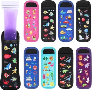 8 Pack Popsicle Holder for Kids, Cute Animal Dinosaur Shark Ice Pop Sleeves Reusable Washable Freeze Pop Holders Bags Neoprene Insulator Popsicle Sleeves for Boys Girls