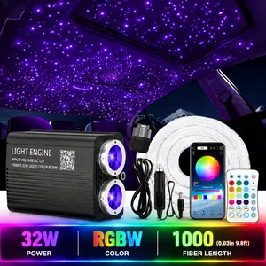Car & Home Fiber Optic Starlight Kit – 1000pcs*0.03in* 9.8ft RGB LED Ceiling Lights with App & Remote, 15 Static + Full RGB Cycling, Fade/Jump/Spark Effects, Dimmable & Speed-Tunable Mood Lighting disco party Lights