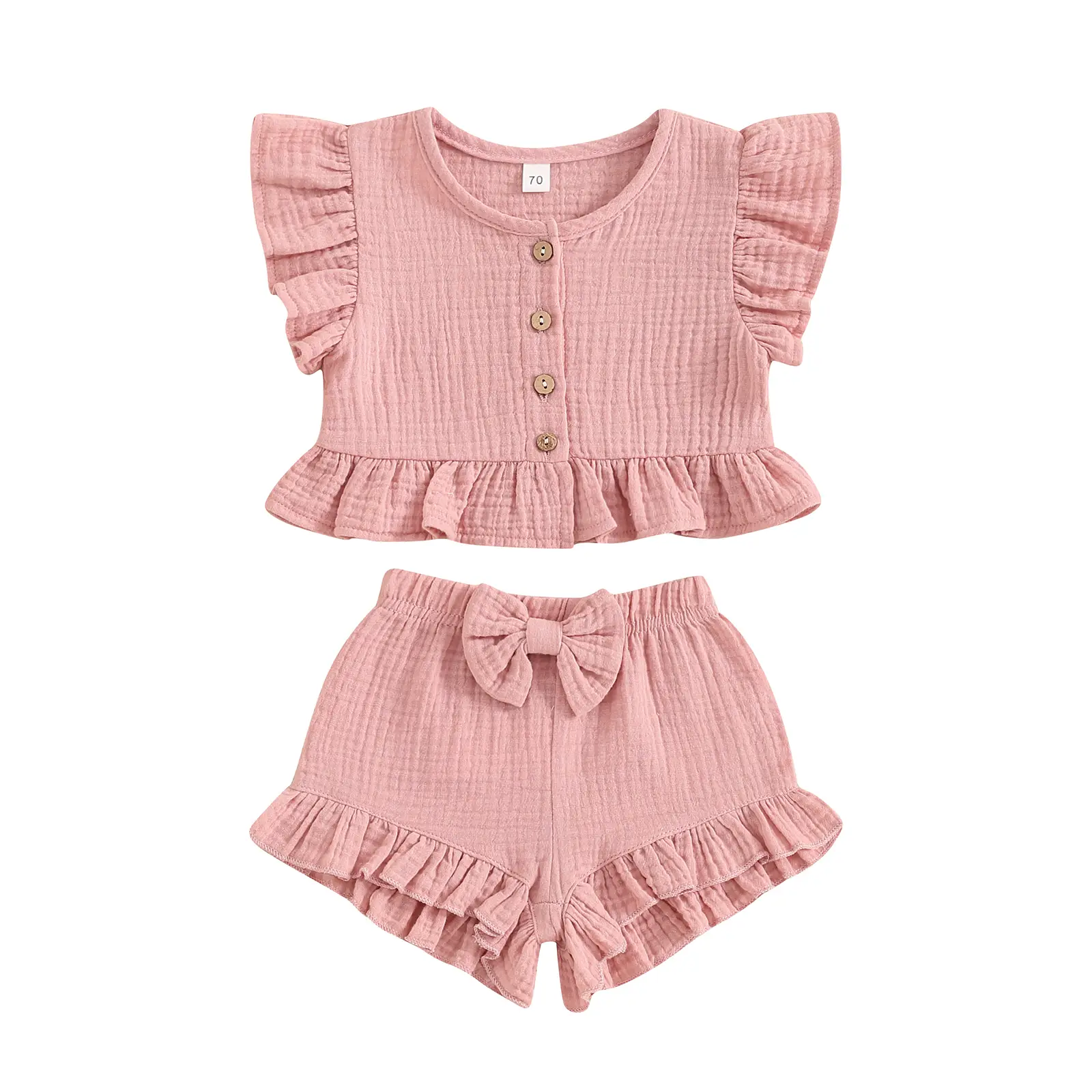 Canrulo Toddler Baby Girl Summer Clothes Ruffle Sleeveless Shirt with Buttons Bow Bloomers Shorts Set Cute Outfits