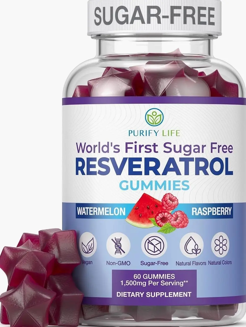 Sugar-Free Resveratrol Gummies - Potent Anti-Aging Antioxidant - Resveratrol Supplement to Support Digestive & Immune Health - Natural Herb for Cell Growth & Repair - Easy Chewable NMN Alternative