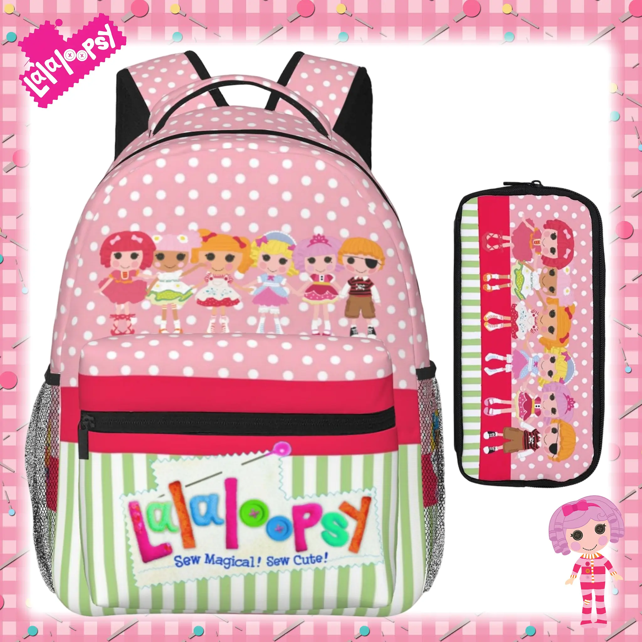 Kawaii Lalaloopsy Backpack Lightweight We're Lalaloopsy Netflix Bookbag Character MGA Lalaloopsy Daypack for Teen Back to School Supplies