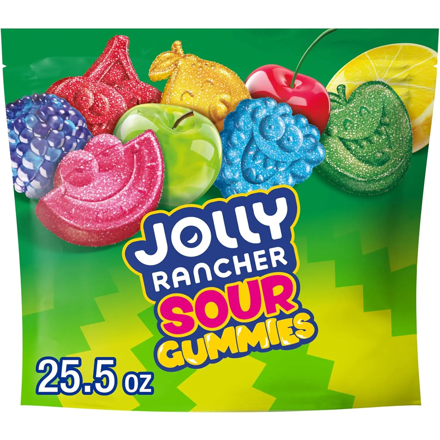JOLLY RANCHER Sour Gummies Assorted Fruit Flavored Candy Resealable Bag, 25.5 oz JOLLY RANCHER Sour Gummies Assorted Fruit Flavored Candy Resealable Bag, 25.5 oz