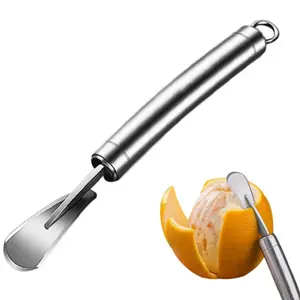 Stainless Steel Orange Citrus Peelers with Curved Handle Stainless Steel Orange Slicer Cutter Peeler for Kitchen Gadget