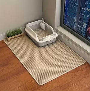 Extra-large Cat Litter Mat Prevents Litter Tracking Anti-splash Double-layer Filtering Pet Mat for Kitten Puppy Playpen Pads