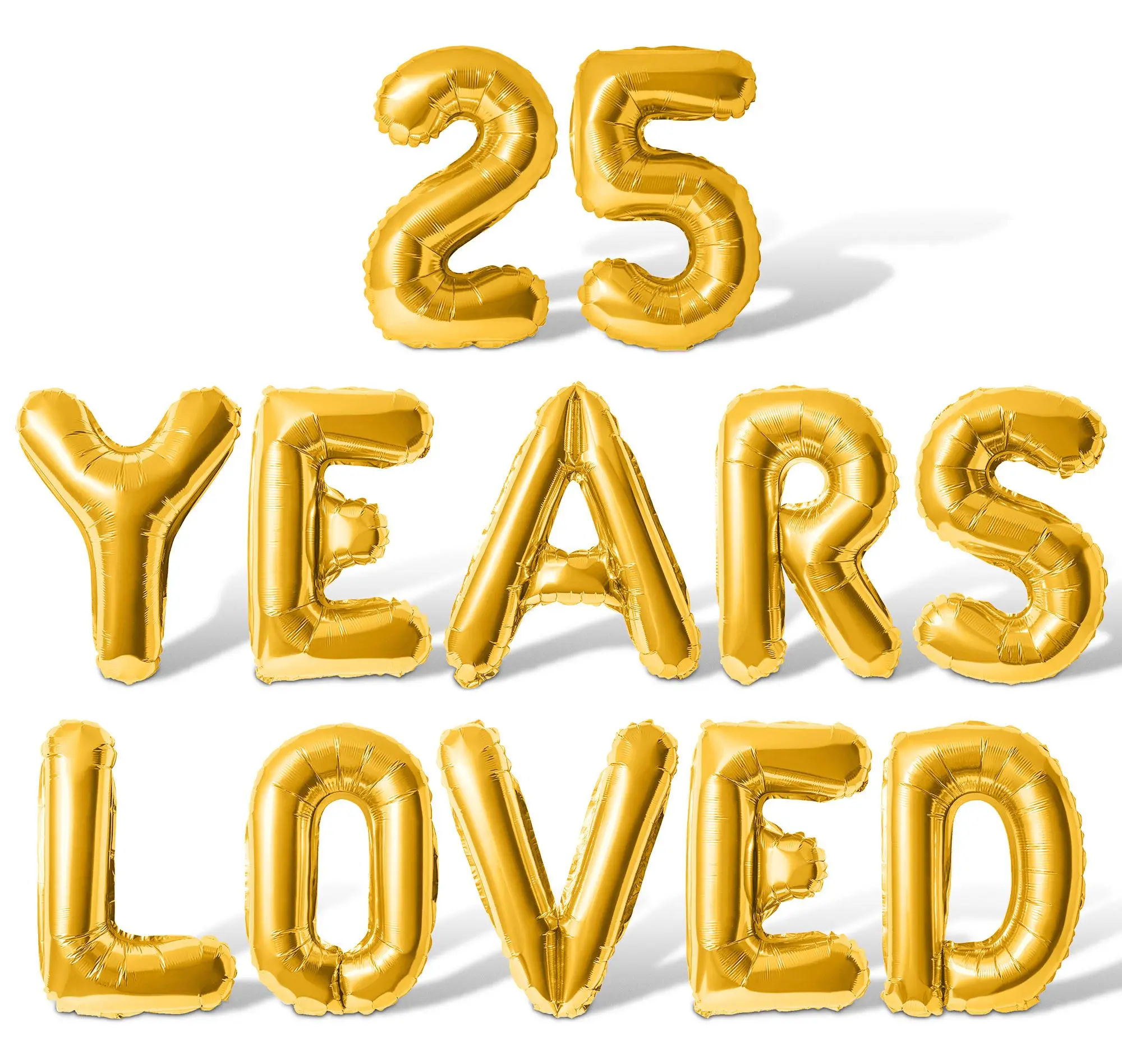 Letter Balloons - 25 YEARS LOVED 16" Inch Alphabet Letters Foil Mylar Balloon 25th Birthday Party Banner