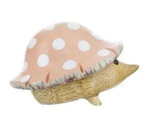 Hedgy Wearing a Peach Toadstool Hat
