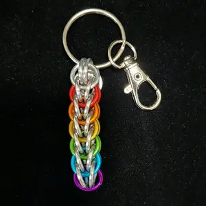 Rainbow Pride Flag Chainmaille Keychain