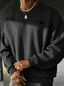 Men's All-Season Long Sleeve Casual Fashion Breathable Comfort Waffle Knit Top, Versatile Plain Fitted Sweatshirt, Classic Style, Waffle Knitwear