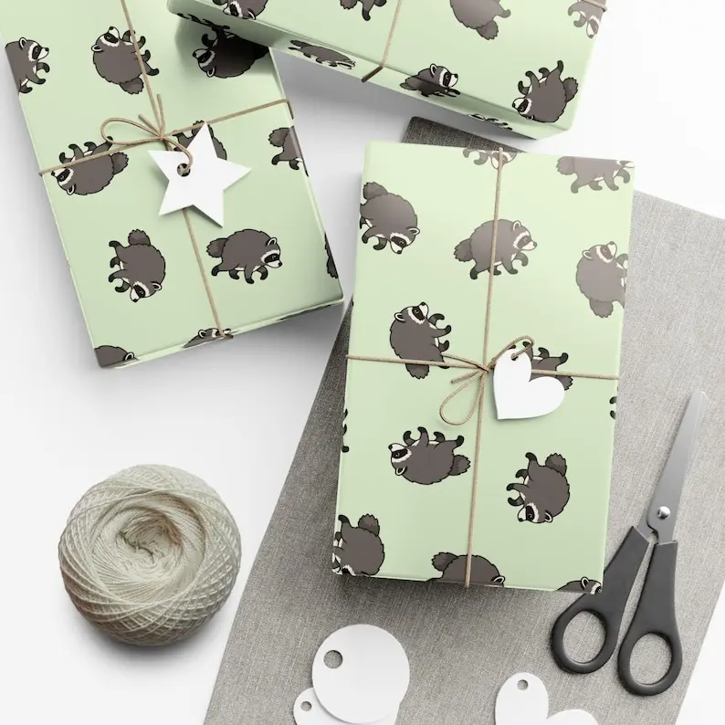 Jimothy Raccoon Wrapping Paper Cute Walking Raccoon Gift Wrap Funny Woodland Animal Gift Wrap Meme-Inspired Wrapping Paper