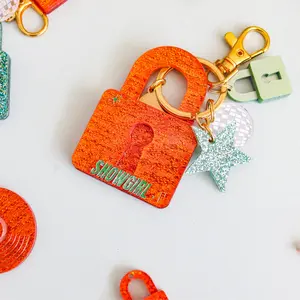 Showgirl keychain, lock keychain