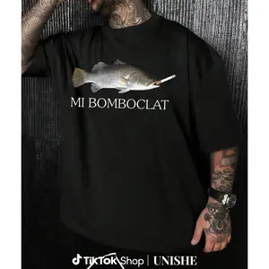 Vintage Style Y2K Bomboclat Fish Meme Tee – Unisex Harajuku Funny T-Shirt