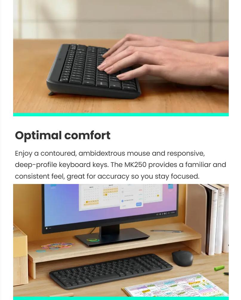 Logitech MK250 Bluetooth Wireless Mouse and Keyboard Combo: Fast & Easy Connectivity, Compact Wireless Keyboard, Ambidextrous Mouse (Graphite) - Wireless Bluetooth Keyboard - Graphite - Wireless B