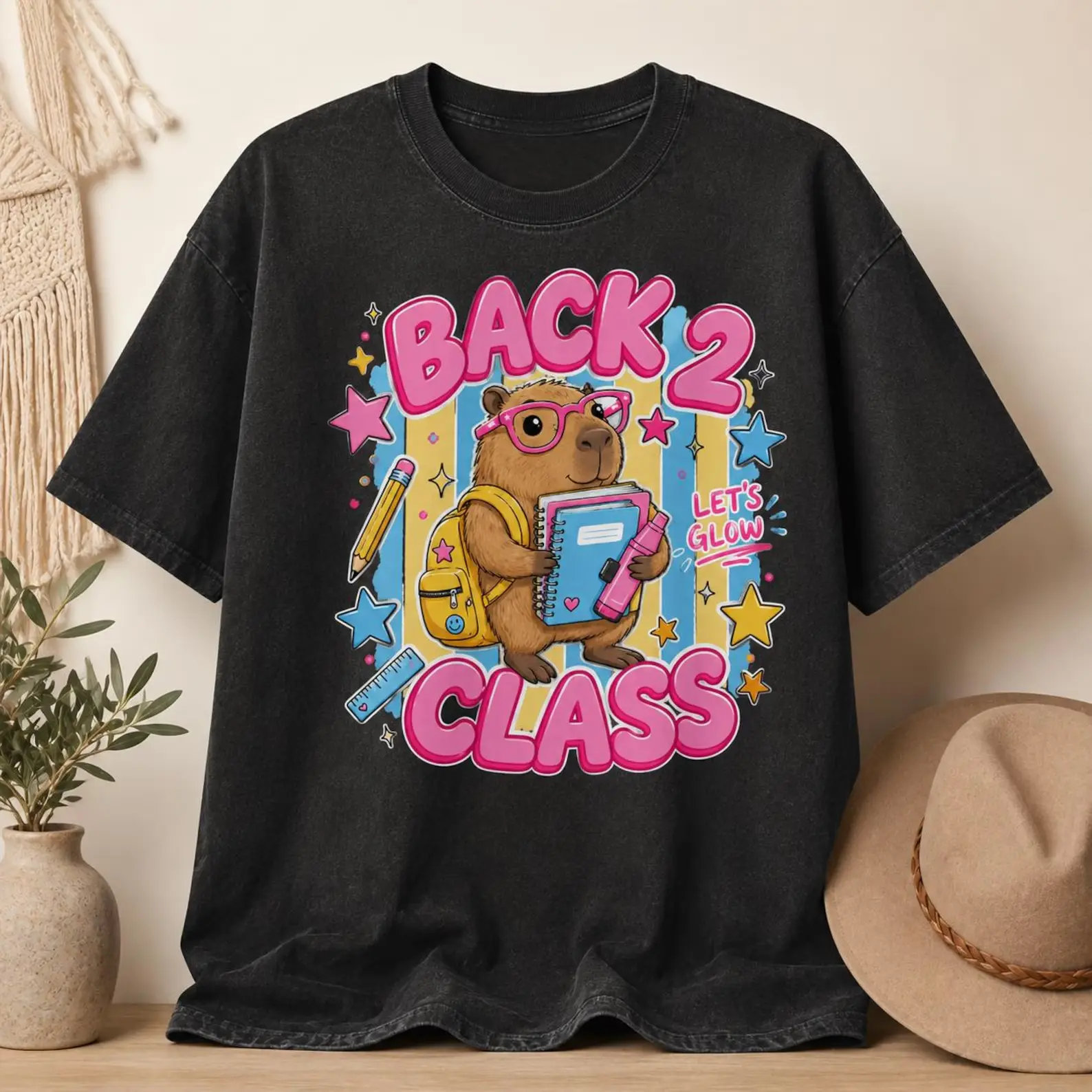 Back to School Capybara Shirt, Back 2 Class Teacher Tee, Cute Classroom Graphic T-Shirt, First Day of School Gift