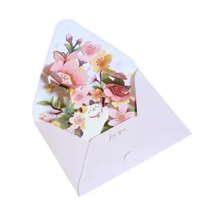 Creative DIY Handmade 3D Greeting Card, Cute Floral Design for Birthday & Mother’s Day, Thankful Teacher Gift with Envelope Included