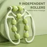 360-Degree Rolling Fitness Support Foam Roller with 9 Independent Rolls, Clip-On Tool for Adults, Thigh Relief & Balance Training Equipment, 360° Rolling