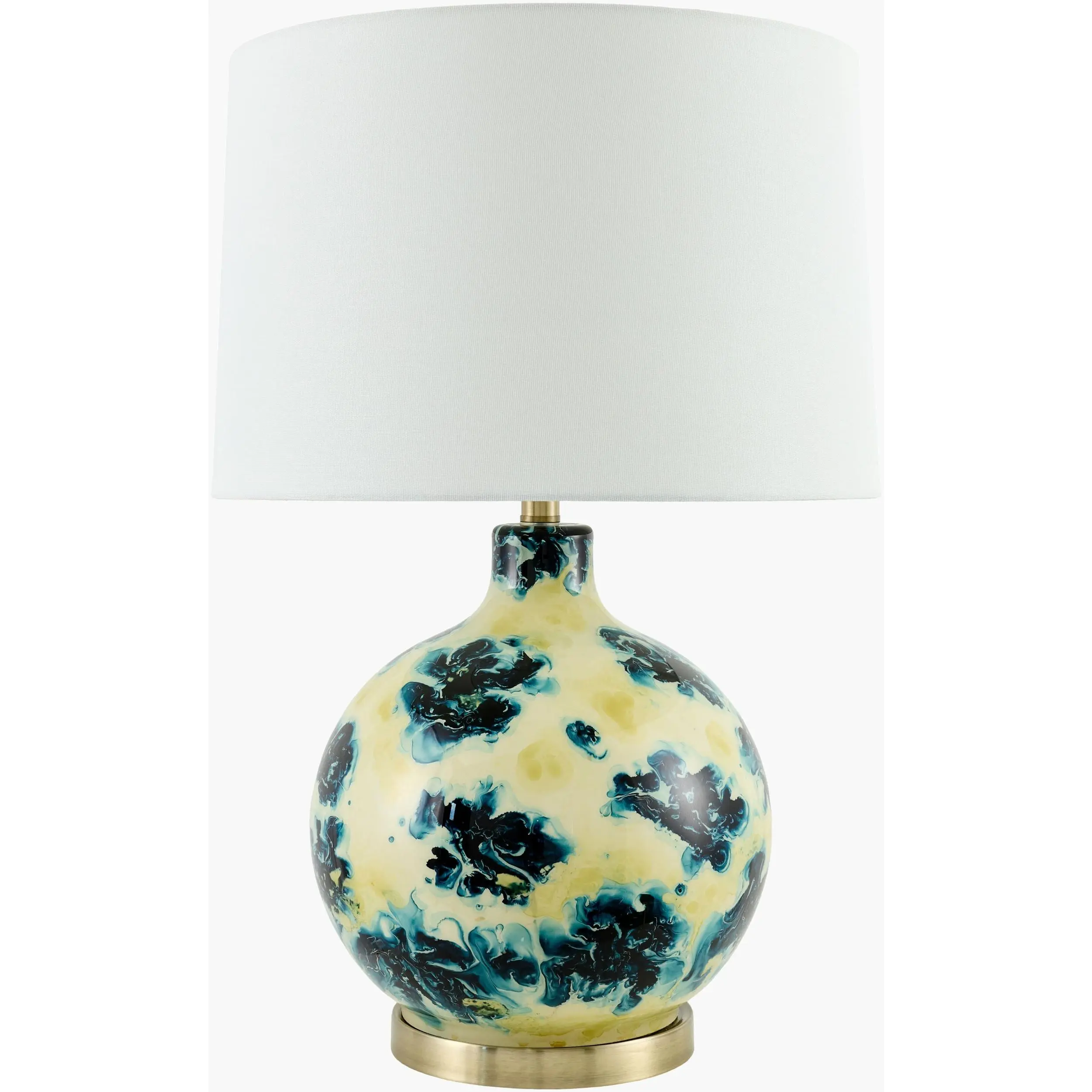 Traditional Warm Deep Teal Ambiance Table Lamp with Linen Details, Bedroom Decor Piece, Aesthetic Decoration for Bedside or Console Tables, Bedroom Decor Lamp