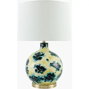 Warm Deep Teal Traditional Table Lamp with linen details for bedside or console tables