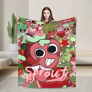 280GSM Flannel Throw Blanket Cartoon Anime Soft Plush Blanket Warm Cozy Durable Easy to Clean Dandys World Halloween Graphic Picnic Living Room Decor
