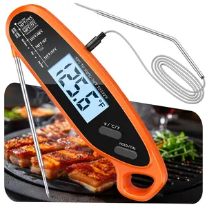 Digital Meat Thermometer for Cooking with Dual Probe, Large Backlit & Calibration, Instant Read Thermometer for Candy, Oven, Grill, BBQ, Smoker, Oil Fry