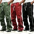 Men's 3-Pack Fitted Polyester Casual High Rise Streetwear Joggers - Gold Side Stripes, Moisture Wicking, Quick Dry, Gym-to-Street Use, All-Season Versatility for 25-34 Age Group, Casual Joggers,sohochic