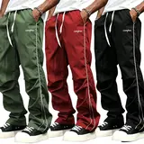 Men's 3-Pack Fitted Polyester Casual High Rise Streetwear Joggers - Gold Side Stripes, Moisture Wicking, Quick Dry, Gym-to-Street Use, All-Season Versatility for 25-34 Age Group, Casual Joggers,sohochic