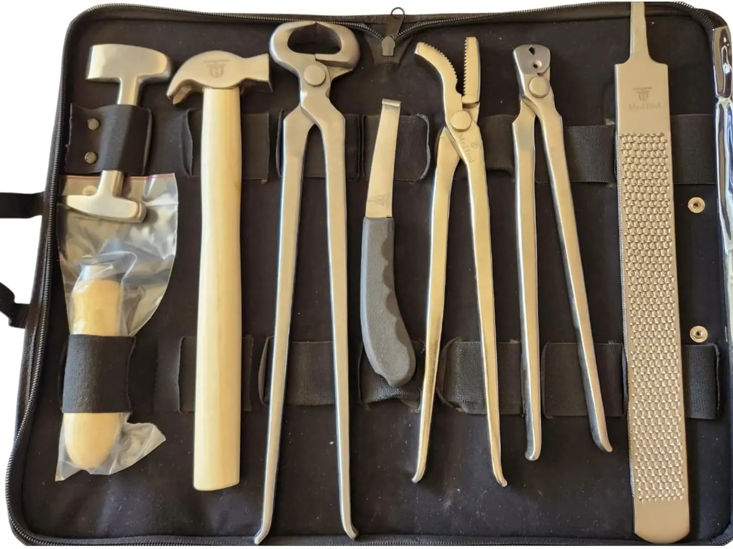 7-Piece Professional Horse Farrier Tool Kit with Carry Bag, Metal Shears, Hoof Nipper Cutter, Handle Grooming Implement – Farm Animal Hoof Care Stable Supplies