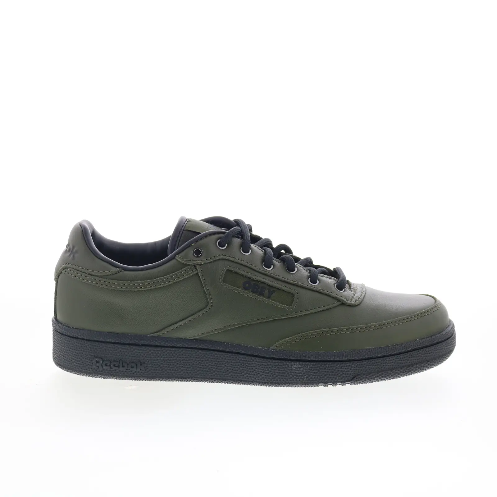 Reebok Club C 85 Obey Mens Green Leather Lace Up Lifestyle Sneakers Shoes