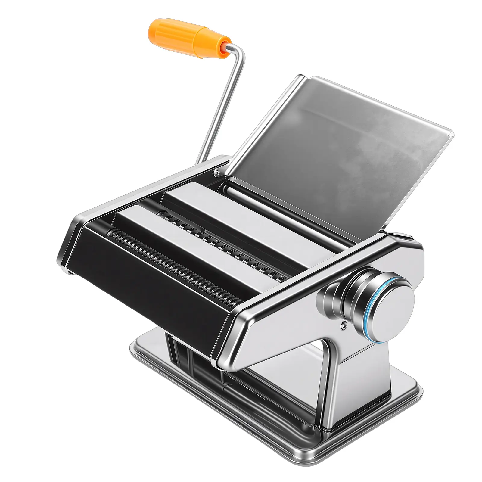 Sturdy Stainless Steel Manual Pasta Maker Machine - Kitchen Utensils for Home Cooks, Hand Crank, Adjustable Noodle Cutter, Includes Brush, Compact Design, Simple Operation, Multiple Uses