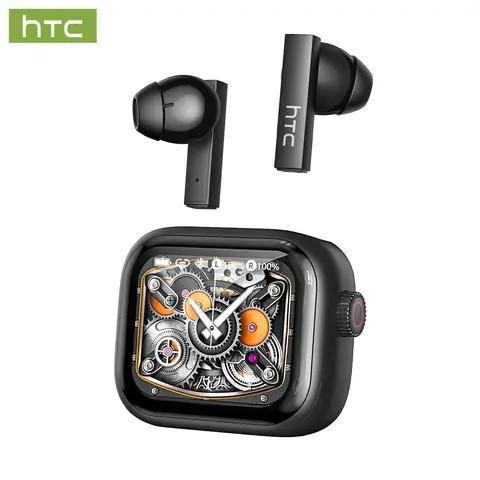 HTC NE40 TWS Wireless Earbuds - Bluetooth 6.0, LED Status Glow Display, High Fidelity Audio, IPX5 Sweat Proof In-Ear Headset, Remote Control, Built-in Microphone, Portable for Gaming, Sports