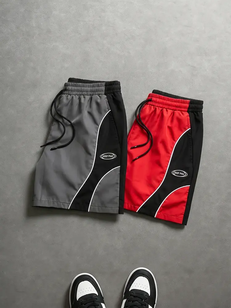 Men's Athletic Shorts with Casual Color-Block Design, Elastic Waistband and Drawstring for Gym and Running, Menswear for Athletes, Men’s Shorts