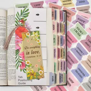 122 count  Tabs Index Stickers - Old &  Testament Matte Laminated Tabs, Floral Design with Blank Tabs + Bookmark |  Journaling Supplies for Women Men
