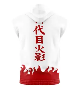 4th Hokage Sleeveless Hoodies, Shippuden Anime Graphic Sleeveless Sweatshirt Hoodies
