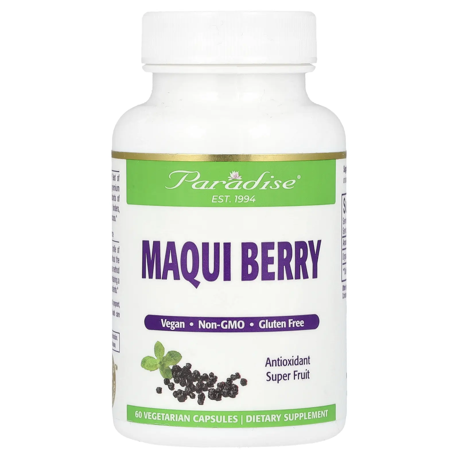 Paradise Herbs Maqui Berry, 60 Vegetarian Capsules (400 mg per Capsule)