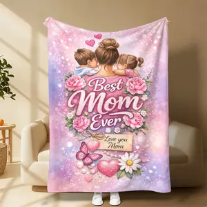 Best Mom Ever Floral Blanket | Pink Rose & Heart Cozy Throw for Mom & Grandma Gifts Snuggle Up With Love! Best Mom Ever Pink Blanket | The Ultimate Heartfelt Gift for Her Ultra Soft Glittery Throw for Mom's Birthday & Christmas