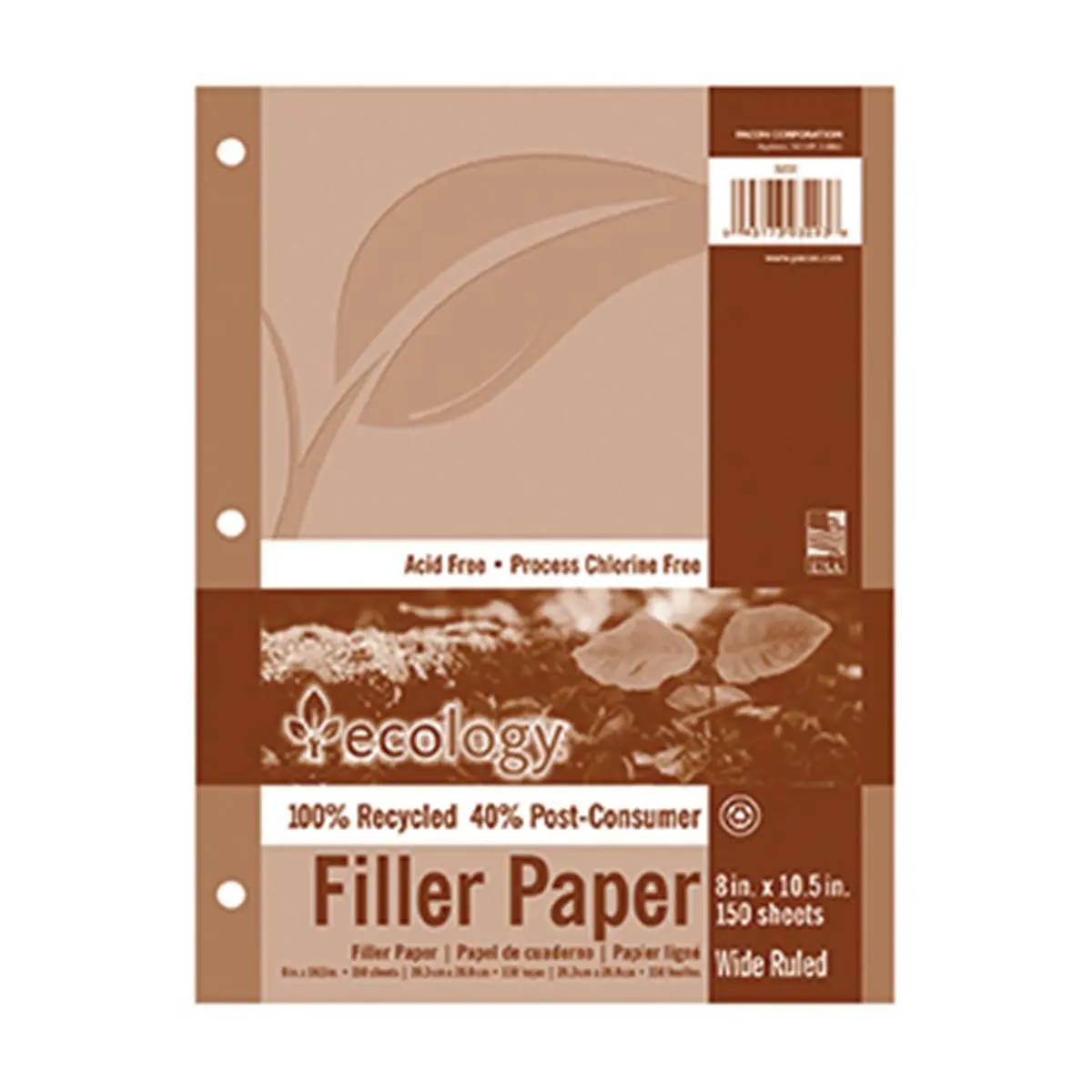 Pacon Corporation PAC3203 Ecology Post-Consumer Recycled Wide-Ruled Filling Paper Pack, Office Stationery for Computers & Office Equipment Use