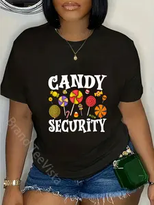 100% Cotton Candy Security Halloween Party Costume For Women Men T-Shirt